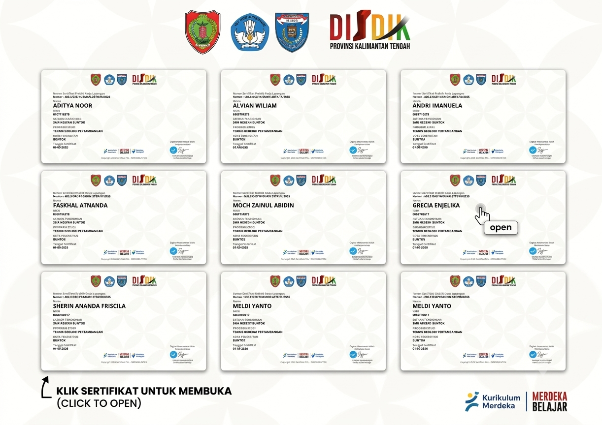 SERTIFIKAT PKL TEKNIK GEOLOGI PERTAMBANGAN
